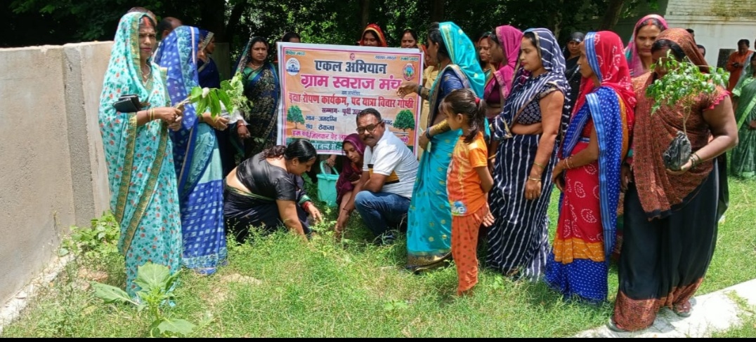 आजमगढ -:  एकल अभियान द्वारा ग्राम ठेकमा में स्वराज मंच के नेतृत्व में वृक्षारोपण  किया गया