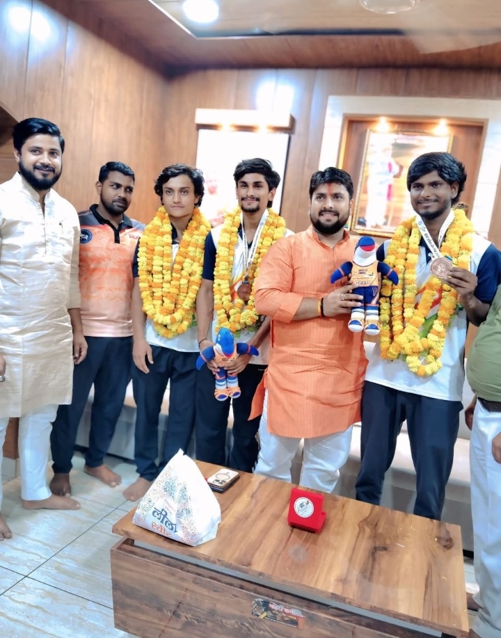 खेलो इंडिया बीच गेम्स व राष्ट्रीय सीनियर पेंचक सिलाट चैंपियनशिप के पदक विजेताओं का हुआ स्वागत।